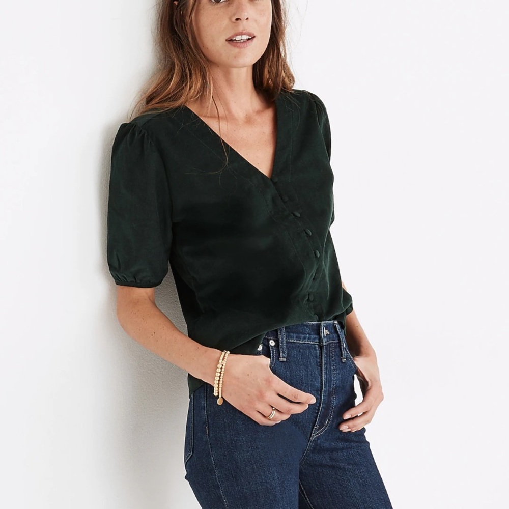 Madewell Corduroy Puff-Sleeve Top